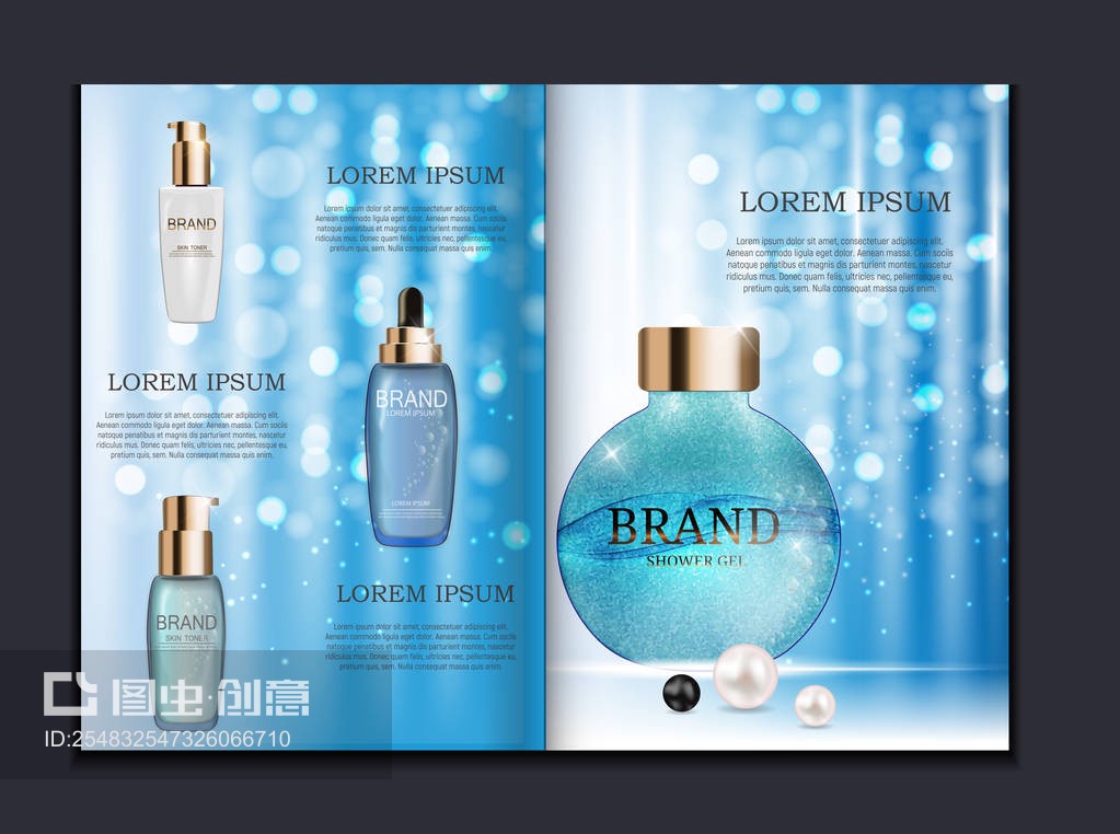 广告或杂志设计化妆品产品手册模板Design Cosmetics Product Brochure Template for Ads or Magazine